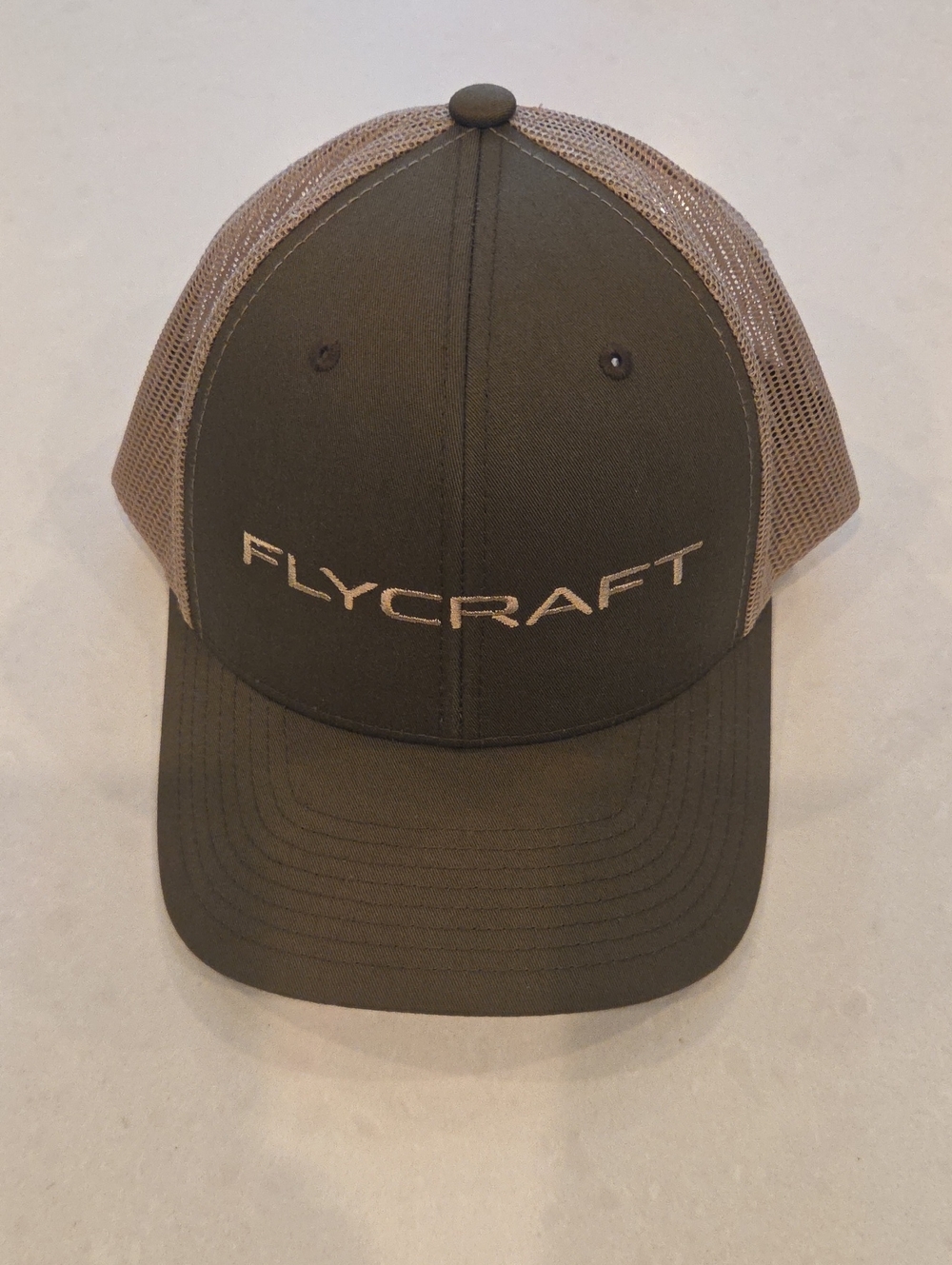 FlyCraft Olive Front Tan Mesh Trucker Hat